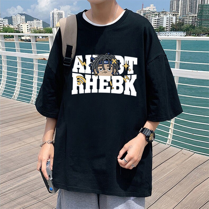 T662P32立体印花夏季新品高街美式短袖T恤宽松半袖ins重磅纯棉T,男装T恤,星座304A
