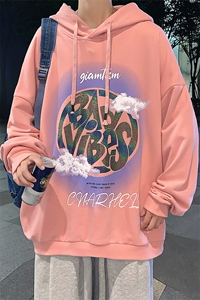 2023秋季新品港风青少年时尚印花长袖套头连帽卫衣男士 W409-P30图片