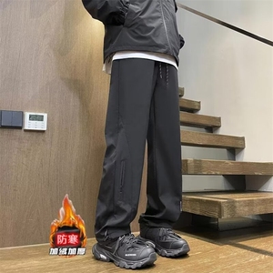 秋季潮宽松阔腿裤常规男春秋款工装裤男装直筒加绒防水包边 K29R图片