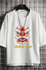 Q11185-P30春夏季七分袖t恤男大码五分袖男短袖中袖网格挂拍，男装T恤，电商A040A
