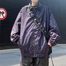 美式高街豹纹棒球服男宽松休闲痞帅pu皮撞色翻领夹克2020P56，男装夹克，星座410-2