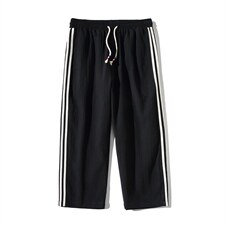 2021夏季新款日系大码男亚麻七分裤条纹运动棉麻休闲裤K2051-P30，男装休闲裤，电商A001