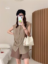 防晒套装女薄款欧洲站夏季2022新款欧货衬衫阔腿短裤两件，女装职业装，香丽迪1