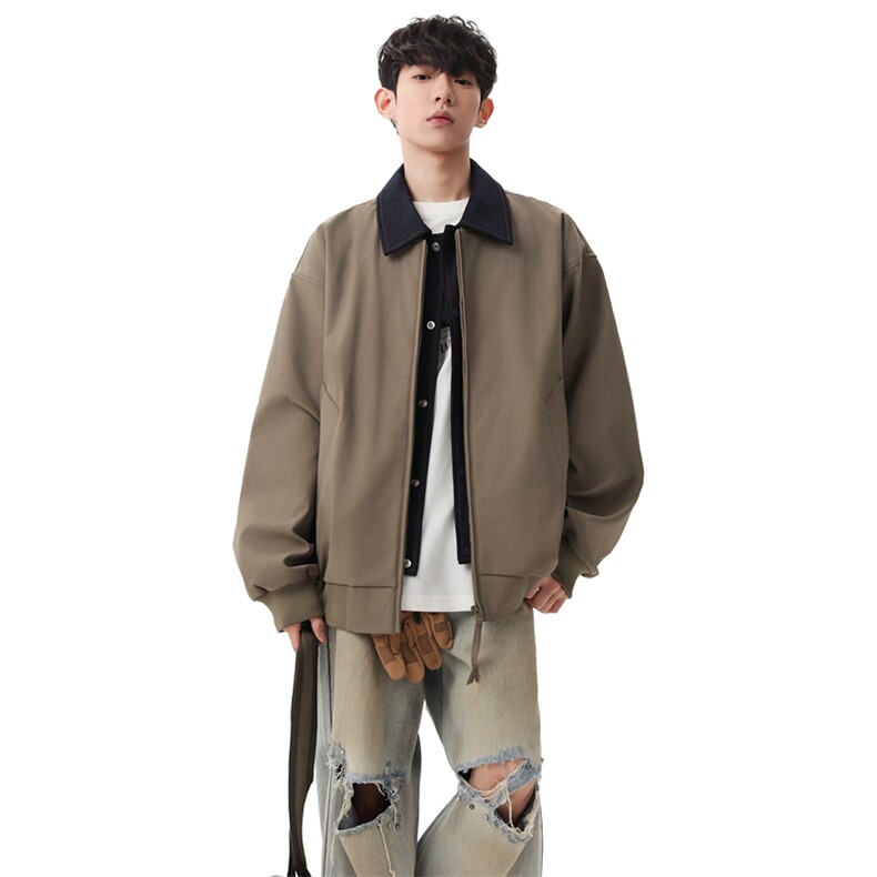 春季新款撞色拼接假两件翻领外套男休闲夹克JK023631-P80,男装夹克,星座308B-2