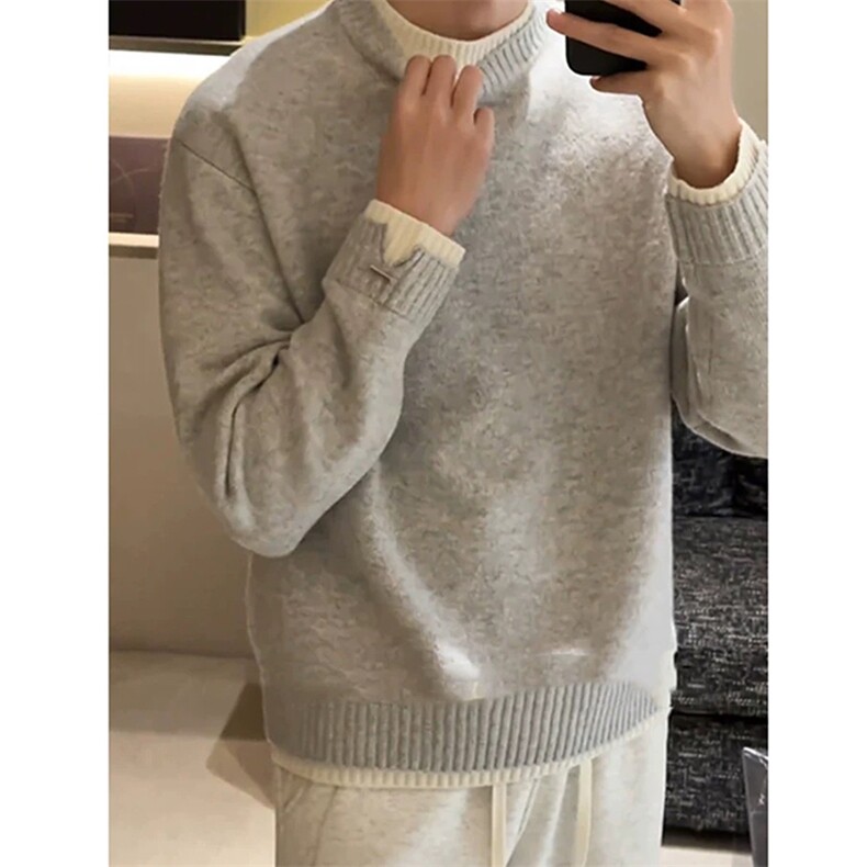 网图有货假两件毛衣男女秋冬韩系内搭打底针织衫外套A1223-P63,男装T恤,星座1505