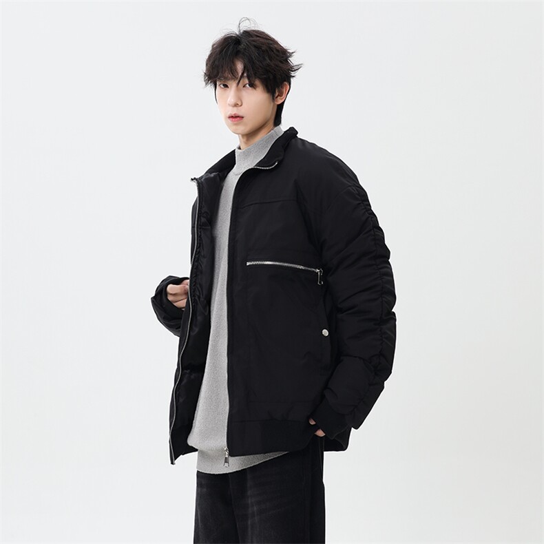 秋冬新款港风复古拉链设计立领保暖棉服男XZ213-MF01-P148控168,男装棉衣,星座213