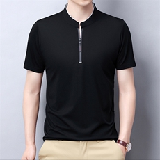 男士短袖t恤潮流休闲2023夏季新款立领拉链衣服夏天上衣，男装T恤，电商B212（原钱塘6029）
