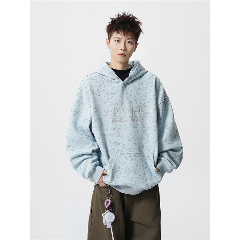 秋季扎染重磅420克连帽卫衣男 B219A-ZL2501-P65加绒P70控98图片