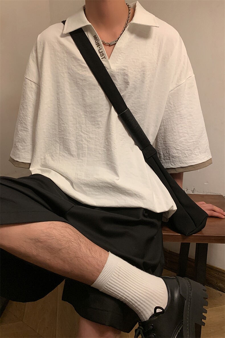 冰氧仿短袖港风暖光体恤夏季百搭纯色POLO衫男上衣TC3145-P35,男装Polo衫,星座717