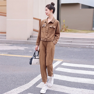 现货套装女2023年春季新款女装时尚气质休闲百搭通列水洗两件套图片