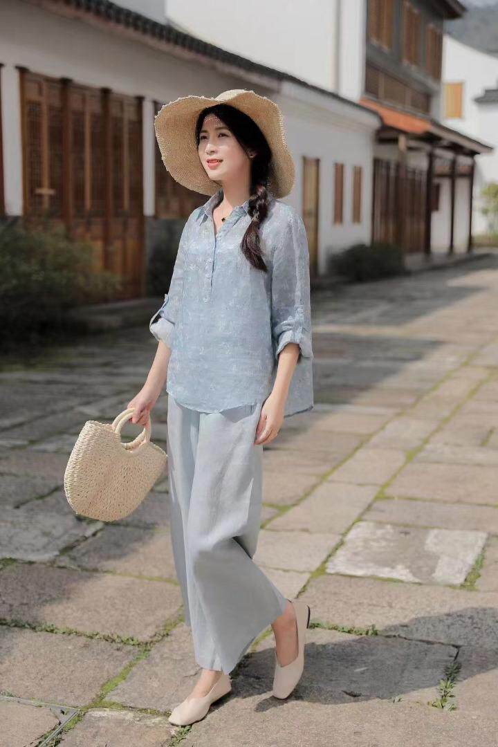 纯苎连衣裙小衫裤子裙子衬衣 时尚风 风淑女风休闲风，女装连衣裙，川哲