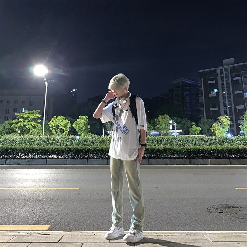 已授权 美式复古vibe裤子高街水洗黄泥染牛仔裤控78图片