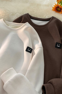 新款笑脸标重磅华夫格卫衣M~5XL XZ604-WY01-P25控38图片