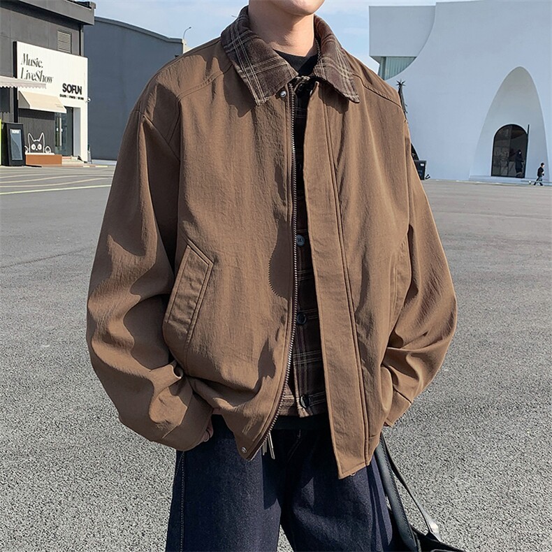 1506/QJK010/P68美式假两件秋冬季潮牌宽松休闲翻领痞帅夹克,男装夹克,星座1506