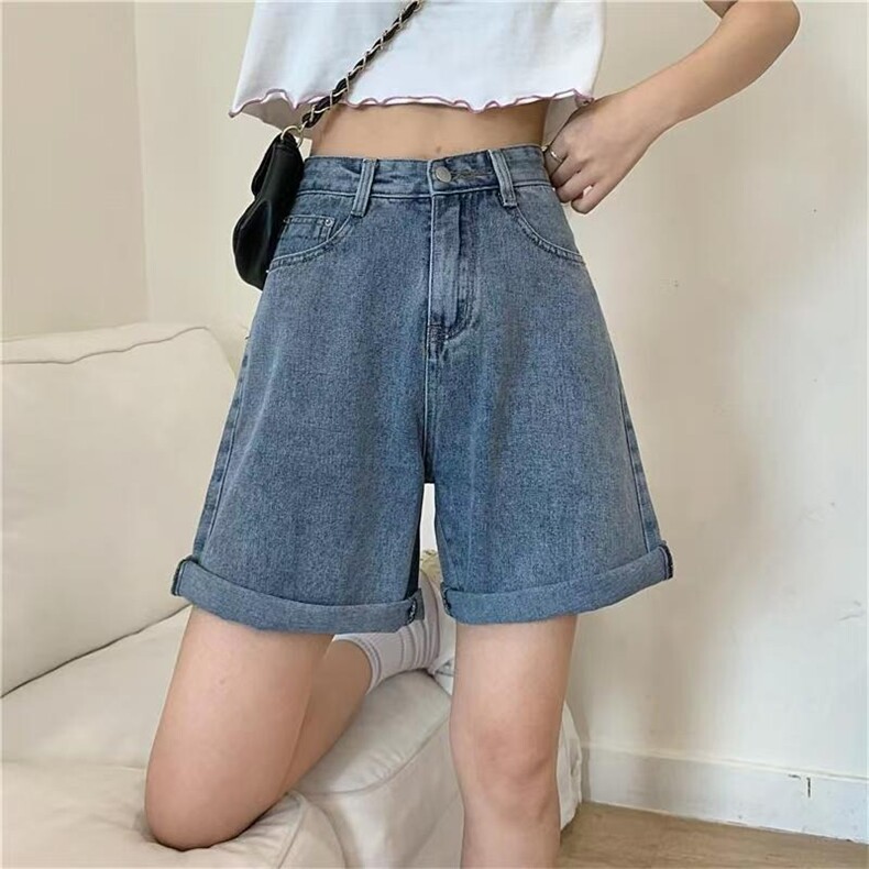 网红牛仔五分裤女夏季薄款显瘦高腰阔腿中裤女宽松直筒港味短裤潮,男装牛仔裤,星座1210-1