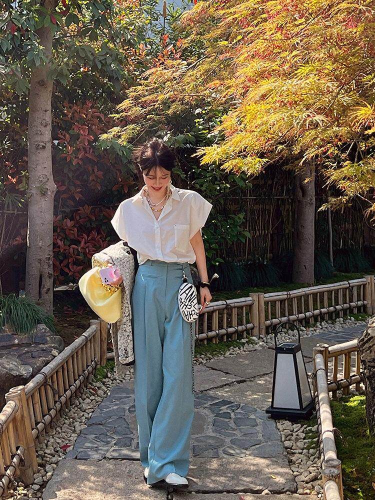 夏季垫肩衬衫均码现货，女装衬衫，G