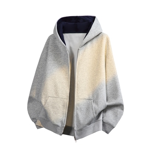 时尚撞色拼接连帽开衫卫衣，A061-AW01730-特P65-白底图
