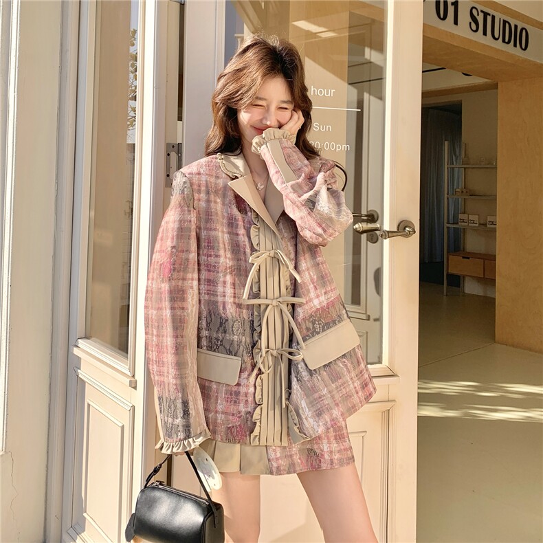 现货蕾丝拼接复合西装外套+短裙套装2C206-L758-P225-K368,女装套装/套裙,2C206