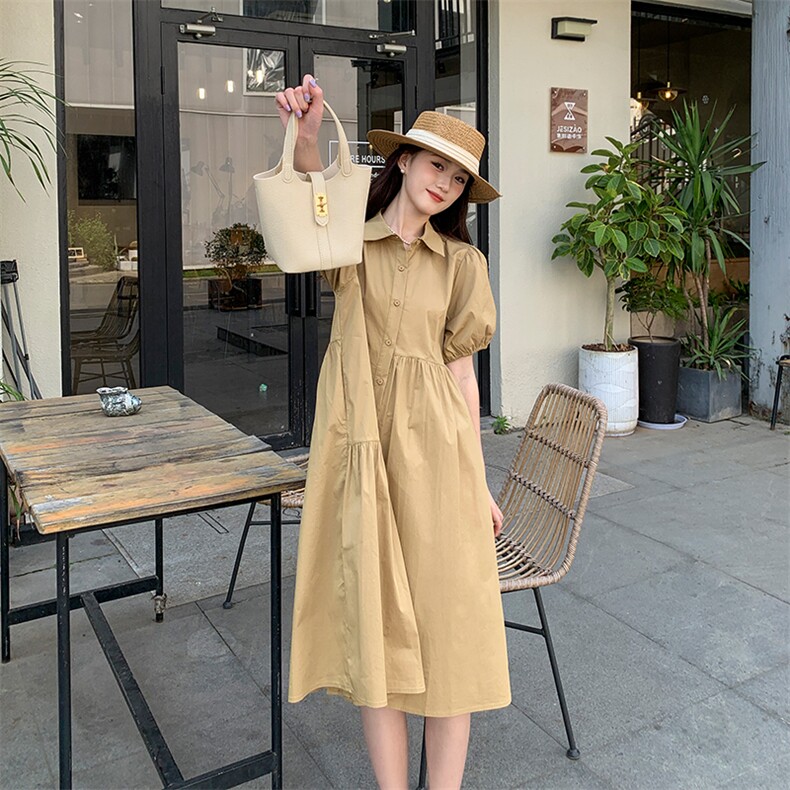 《现货新品》翻领宽松舒服衬衫连衣裙,女装连衣裙,MQ