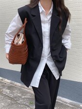 后背纽扣马甲，女装马甲，GREENO