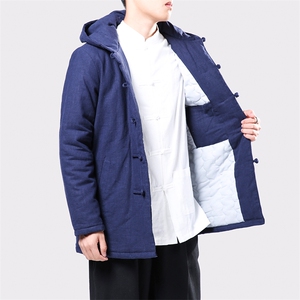9061^风盘扣棉衣外套男士冬季棉麻棉袄禅服中式唐装亚麻棉服图片