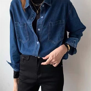 复古oversize牛仔外套女秋季设计感小众气质宽松休闲短款夹克上衣图片