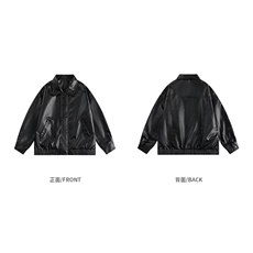美拉德棕色皮衣外套机车服翻领复古宽松PU夹克上衣Y1023-P68网图，男装夹克，电商B245