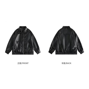 美拉德棕色皮衣外套机车服翻领复古宽松PU夹克上衣Y1023-P68网图图片