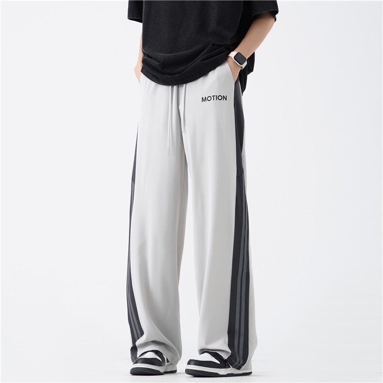 抖音品质夏季新款潮流条纹设计宽松冰丝裤B315-K24203-特p30控58,男装休闲裤,电商B315