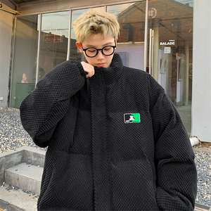 特批P100无差价冬新雪尼尔立领棉衣男欧棉绒oversize保暖棉衣M95图片