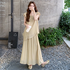 法式减龄上衣半身裙时尚套装女2025夏季新款高级感显瘦气质两件套，女装套装/套裙，纯色衣恋