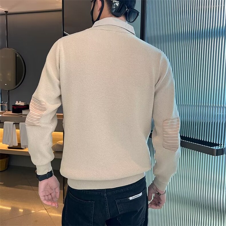 男士假两件撞色翻领针织毛衣秋冬款潮流时尚拼接Y3344P65,男装针织衫/毛衣,星座1116-2