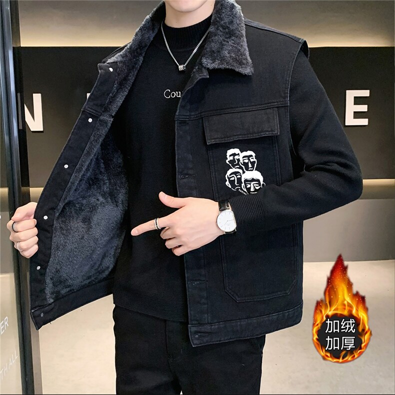 MJ256J-68-限价98M-5XL牛仔马夹大码加绒羊羔绒工装ins，男装工装外套，星座103A