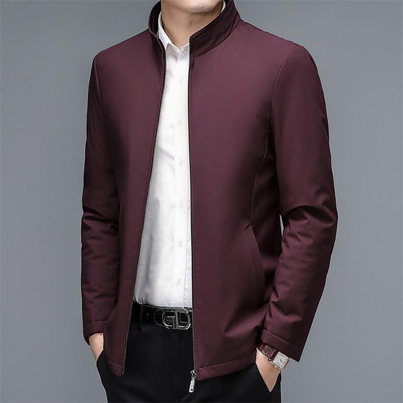 2023新款冬季立领纯色棉服中年男士宽松免烫棉衣爸爸装保暖外套图片