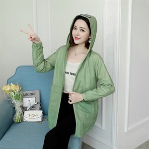 2021夏季韩版新款防晒衣女防紫外线薄款连帽外套女中长款防晒服图片