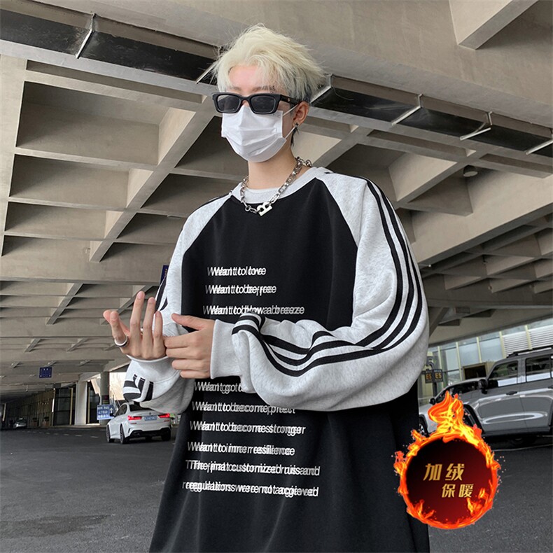 抖音得物供货提供视频秋冬重磅美式宽松织带圆领卫衣0723,男装卫衣,电商A486