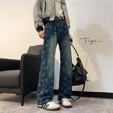 蝴蝶提花满印牛仔裤男款直筒痞帅高级感裤子N9045P45，男装牛仔裤，星座1116-2