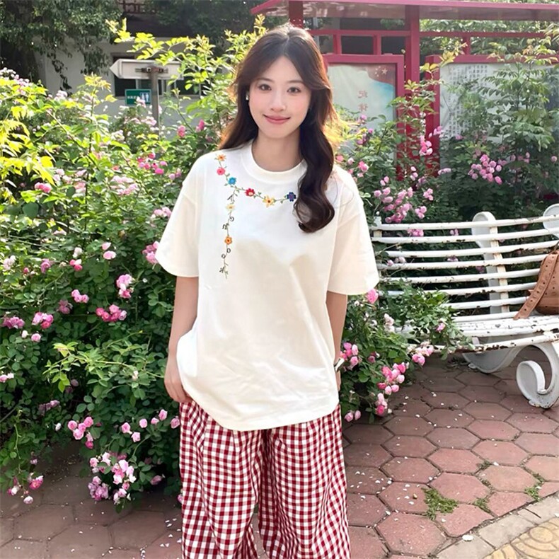 万针全刺绣工艺抖音得物高品质260克重磅纯棉双纱美式高街短袖T恤,男装T恤,电商A486