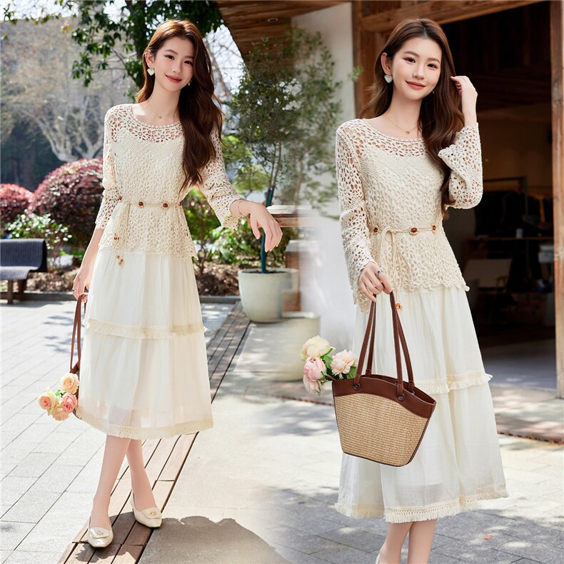 现货2026年夏季女时尚气质优雅潮流针织衫修身显瘦半身裙两件套，女装套装/套裙，艾贝斯