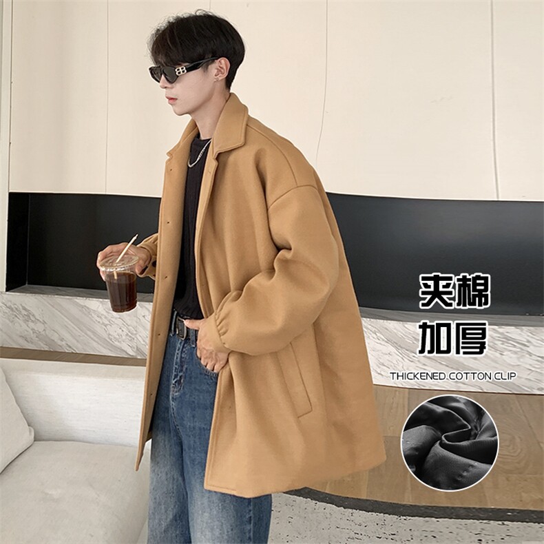 秋冬新款韩版呢料大衣外套男休闲百搭中长款风衣-A1003P95控128,男装风衣,电商B241