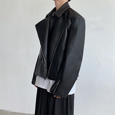 高级感pu皮夹克外套男暗黑系痞帅炸街宽松短款机车服2376-P145，男装夹克，星座512-1（原513-3）