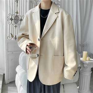 N6169/P95加棉P105冬季新开叉呢料毛呢西服男宽松外套上衣呢大衣图片
