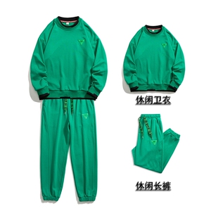 1秋季休闲圆领假两件情侣大码M-5XL青春套头卫衣套装7144P98控128图片