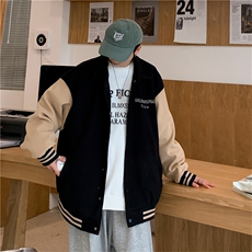 棒球服秋冬季新款宽松百搭设计感撞色小众情侣夹克外套W1909-P59，男装夹克，星座412-3
