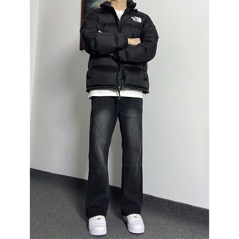纯黑色弹力牛仔裤秋冬款cleanfit显瘦微喇裤子KZA47-P55图片