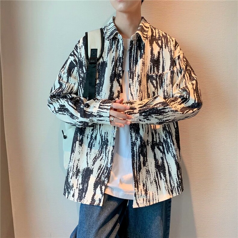 扎染衬衫男设计感小众潮流小香风工装休闲宽松外套潮牌CS418-P35,男装衬衫,星座1008-1