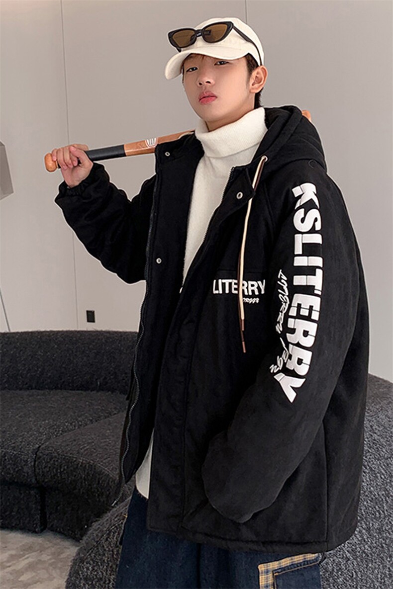 麂皮绒连帽棉衣男女棉服新款棉袄加绒外套冬装3355-P90控128,男装棉衣,星座207