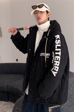 麂皮绒连帽棉衣男女棉服新款棉袄加绒外套冬装3355-P90控128，男装棉衣，星座207