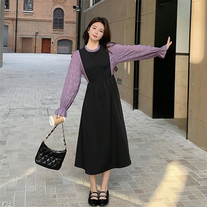 26春大货假两件拼接连衣裙2D001-6302-P125-K178,女装连衣裙,2D001