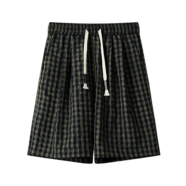 特批P28无差价夏季潮流格子薄款泡泡纱纹理感大码短裤男DK5836,男装牛仔裤,电商A001